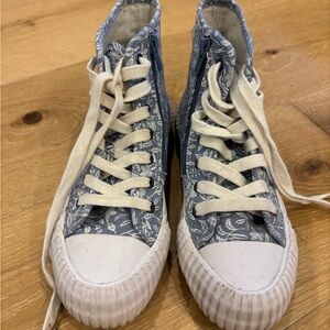 Zara Floral Blue and White Kids High-Tops